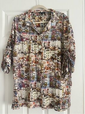John Mark Mediterranean Cityscape Button-Down Shirt